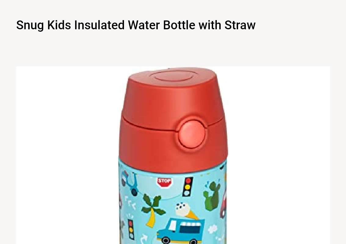 Snug Kids Insulated Water Bottle with Straw