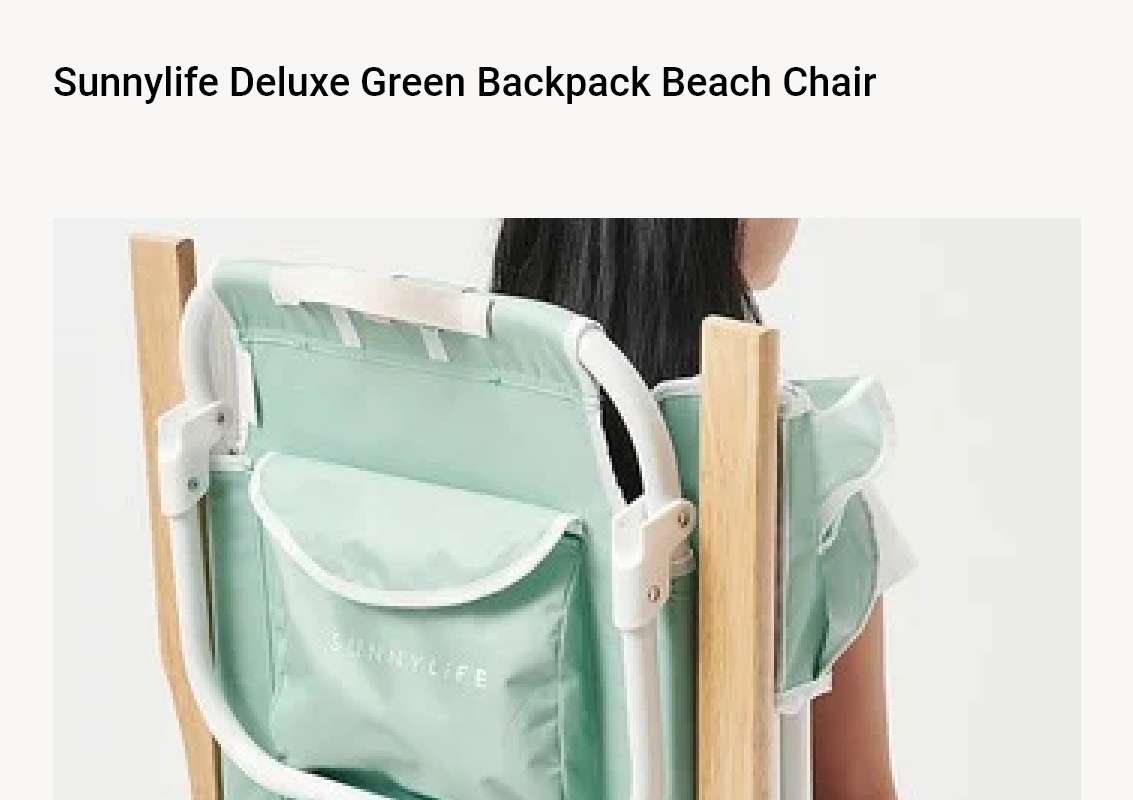 Sunnylife Deluxe Green Backpack Beach Chair