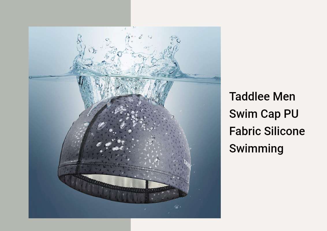 Taddlee Men Swim Cap PU Fabric Silicone Swimming