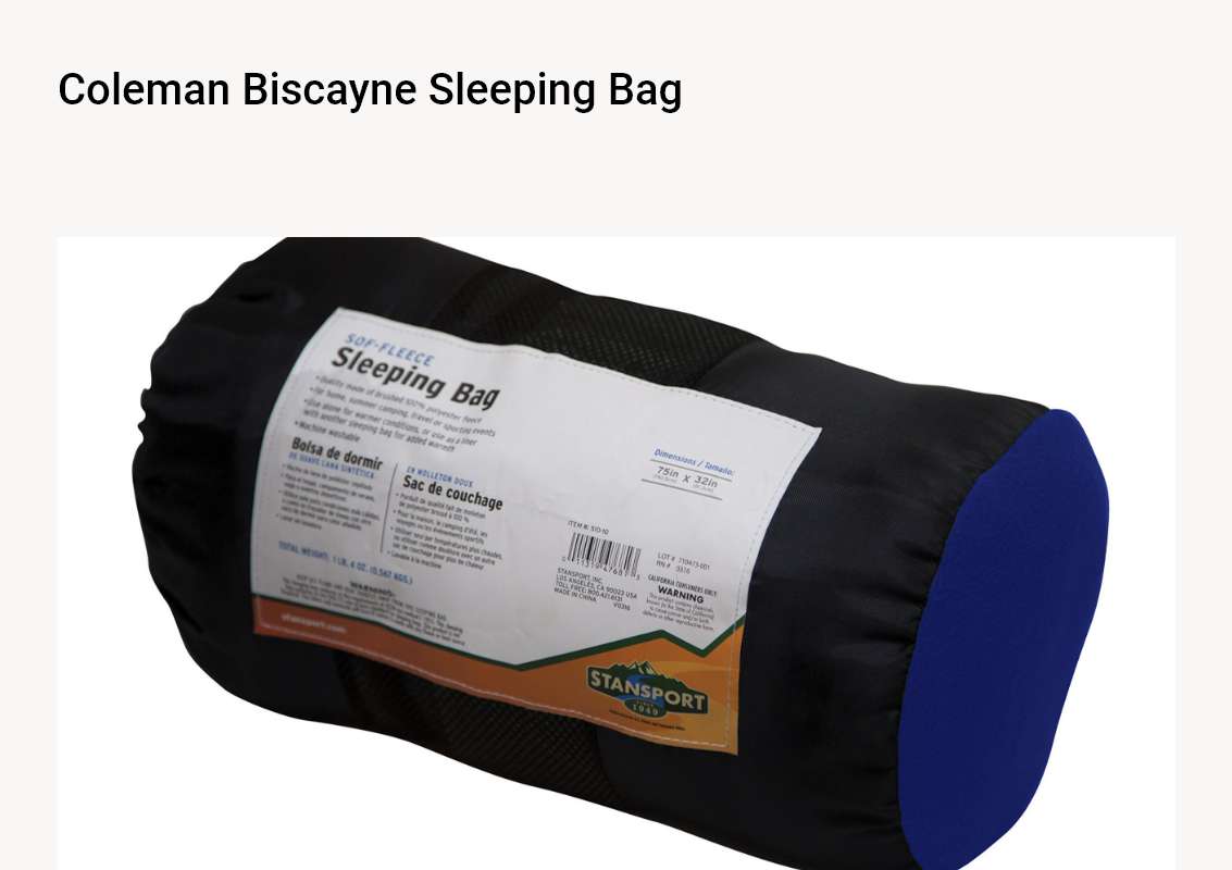 Stansport Fleece Sleeping Bag